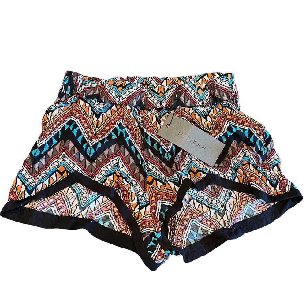 LF Indikah Geometric Elastic Waist High Rise Relaxed Fit Shorts Small